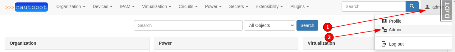 Screenshot: Navigate to Admin Site