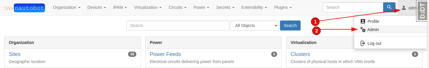 Screenshot: Access Admin Page
