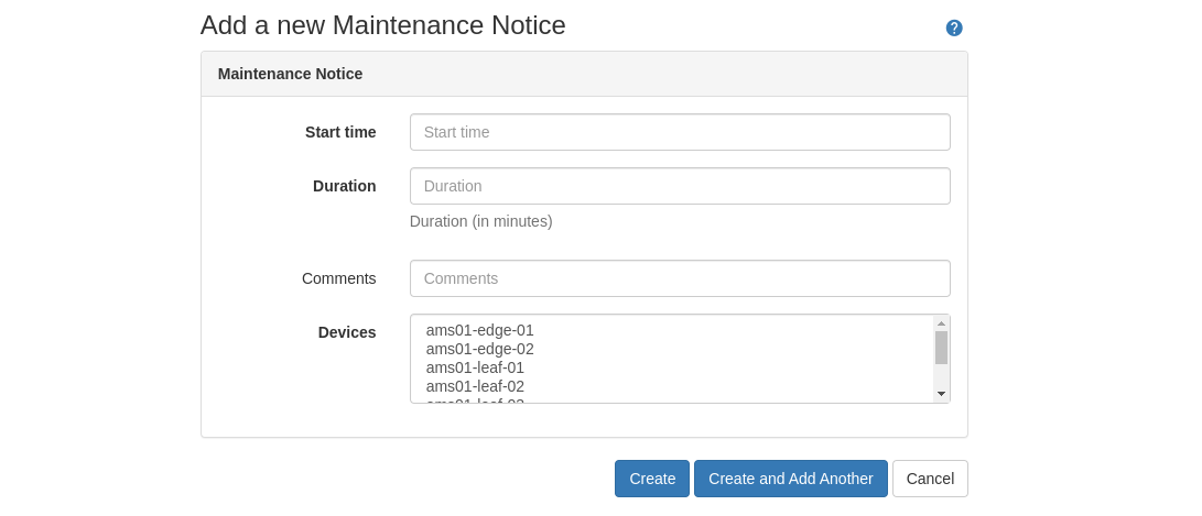 Screenshot: Add New Notice