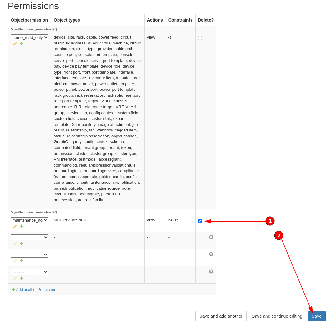 Screenshot: Delete Permissions