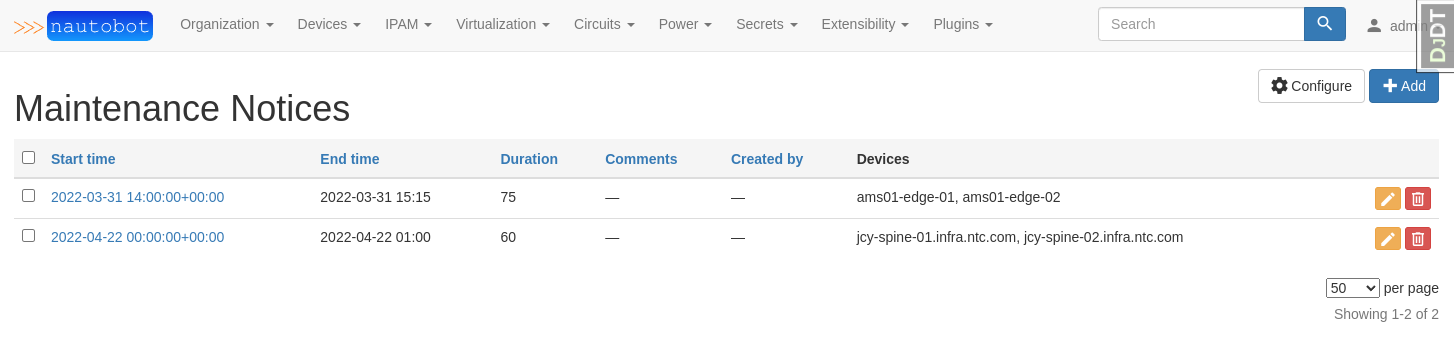 Screenshot: List View Page