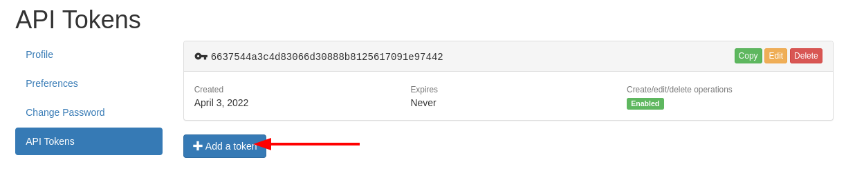 Screenshot: Create New Token
