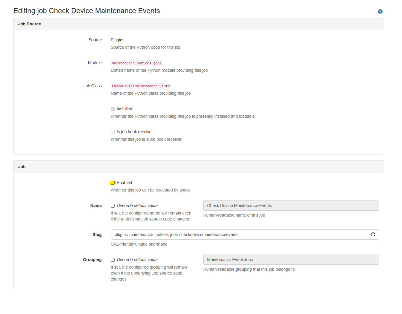Screenshot: Event-jobs