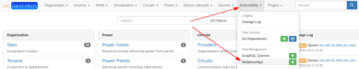 Screenshot: Relationships