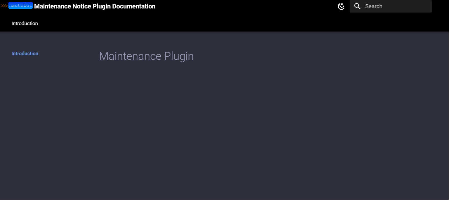 Screenshot - Maintenance Plugin Docs