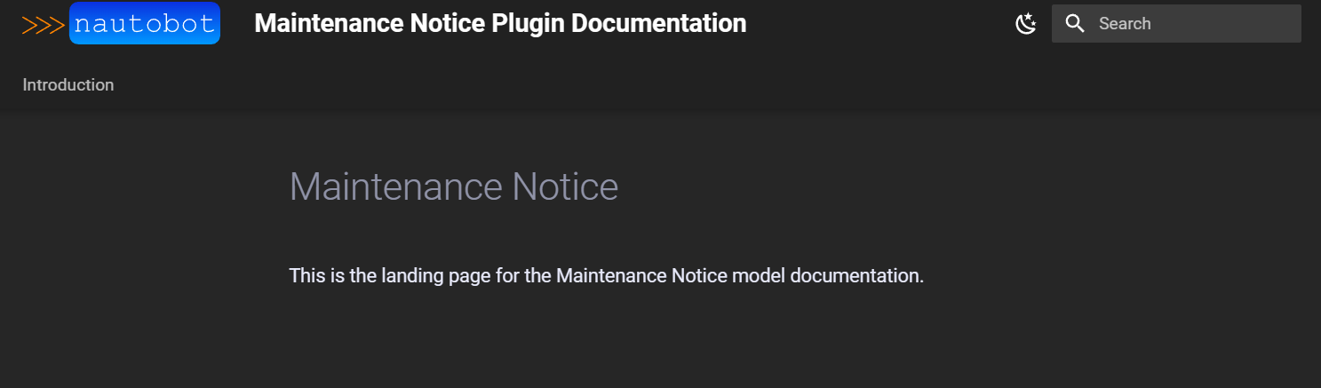 Screenshot - Maintenance Notice Model Docs
