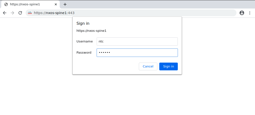 NX-API Sandbox Logon